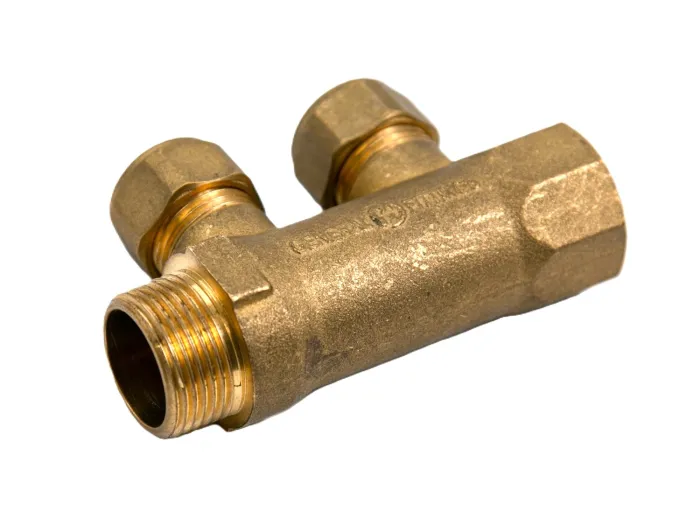 Колектор з латуні глухий General Fittings 1″ ЗВ 2 вих. 16х2,0 мм